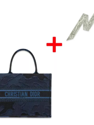 DIOR BOOK TOTE Small Bag Camouflage Embroidered